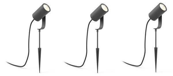 17414/30/P7 Hue WACA Lily 3SET venkovní spotové LED svítidlo 8W 650lm 2200-6500K IP65 černá +adaptér