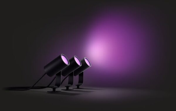 17414/30/P7 Hue WACA Lily 3SET venkovní spotové LED svítidlo 8W 650lm 2200-6500K IP65 černá +adaptér