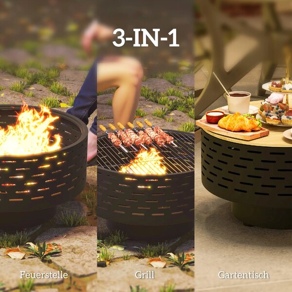 Přenosné ohniště 3v1, průměr 60 cm, antracit 842-375V00CG