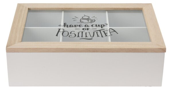 Dřevěný organizér na čaj Positive2, 24x16,5x7 cm