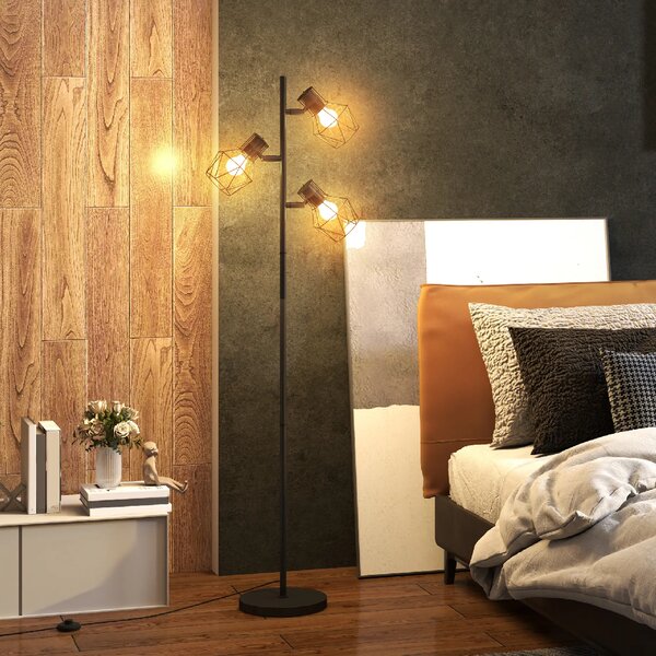 Stojací lampa se 3 samostatně ovládanými svítidly, černá, 169 cm B31-492V90BK