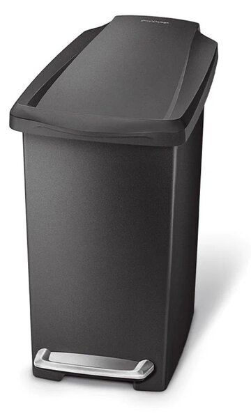 Pedálový odpadkový koš Simplehuman - 10 l, úzký, černý plast