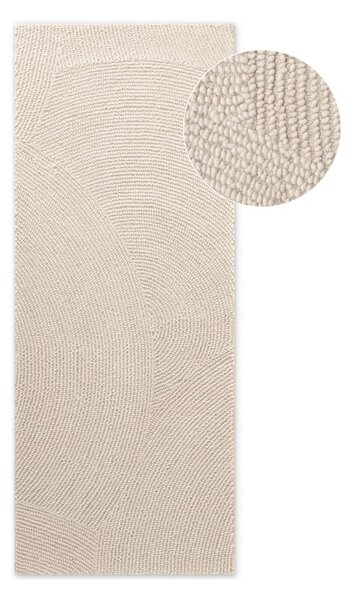 Ručně tkaný vlněný běhoun ve světle přírodní barvě 80x200 cm Calmio – Hanse Home