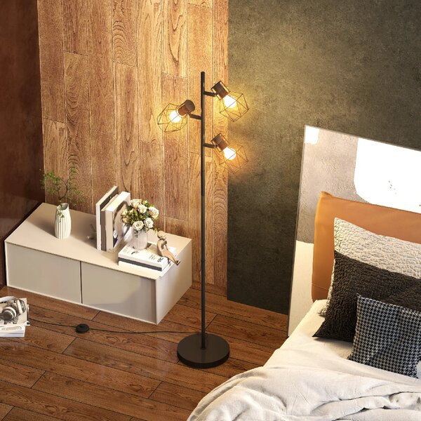 Stojací lampa se 3 samostatně ovládanými svítidly, černá, 169 cm B31-492V90BK