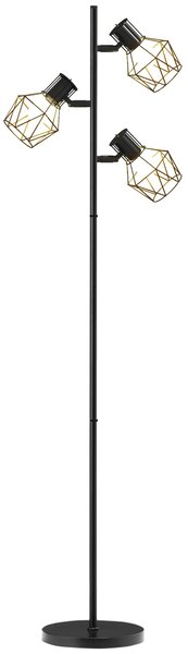 Stojací lampa se 3 samostatně ovládanými svítidly, černá, 169 cm B31-492V90BK