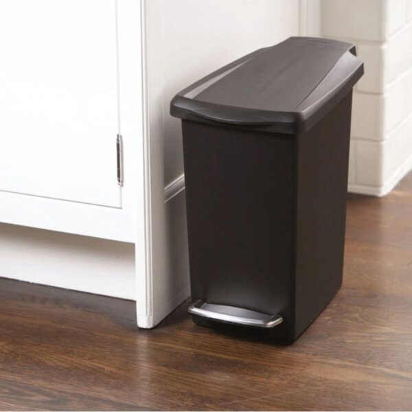Pedálový odpadkový koš Simplehuman - 10 l, úzký, černý plast