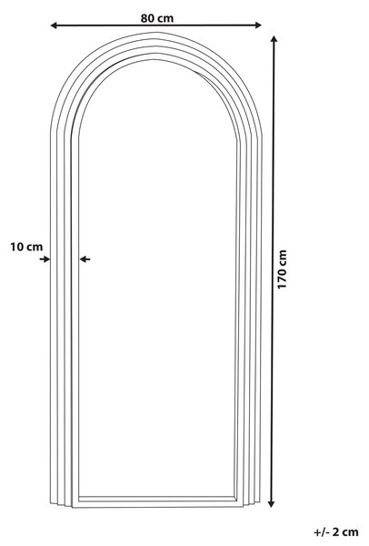 Zrcadlo DIJON 80 cm 170 cm Dřevo Krémově bílá
