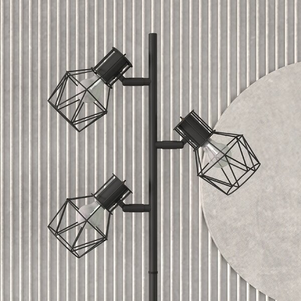 Stojací lampa se 3 samostatně ovládanými svítidly, černá, 169 cm B31-492V90BK