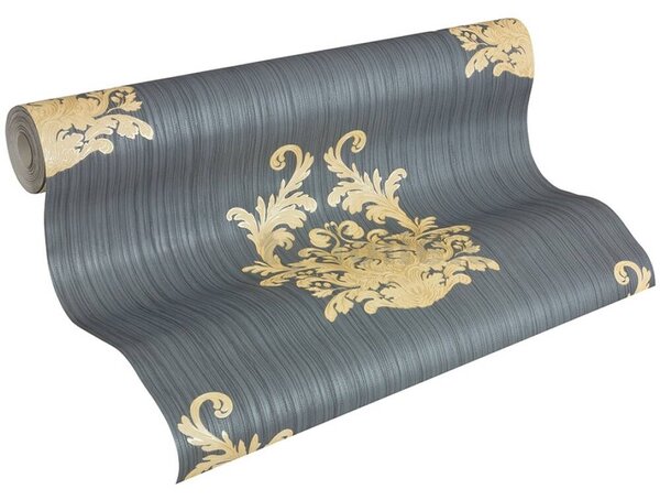 Vliesové tapety na zeď Nobile 95861-5, rozměr 10,05 m x 0,70 m, ornamenty zlaté na šedém podkladu, A.S. CRÉATION