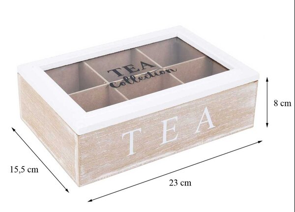 Dřevěný organizér na čaj Tea Collection, 23x15,5x8 cm