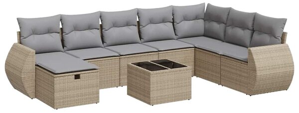 9dílná zahradní sedací souprava s poduškami béžová polyratan 3325645