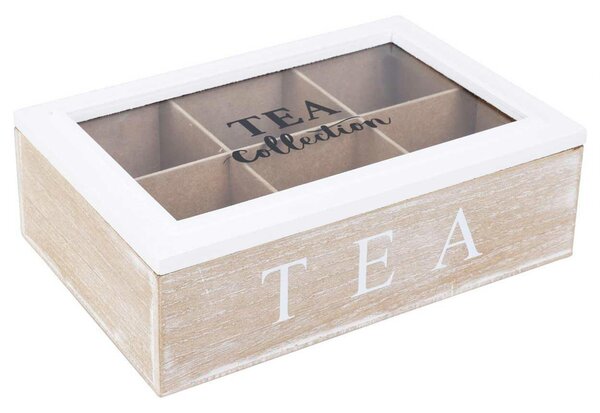 Dřevěný organizér na čaj Tea Collection, 23x15,5x8 cm