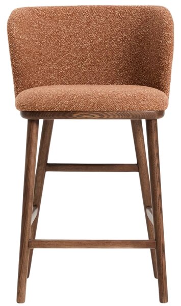 Kave Home Terakotová barová židle Ciselia 65 cm s ořechovou podnoží