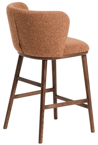 Kave Home Terakotová barová židle Ciselia 65 cm s ořechovou podnoží