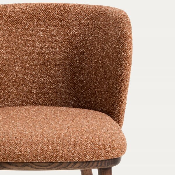 Kave Home Terakotová barová židle Ciselia 75 cm s ořechovou podnoží