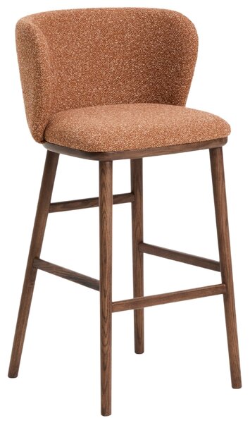 Kave Home Terakotová barová židle Ciselia 75 cm s ořechovou podnoží