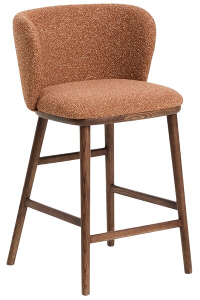 Kave Home Terakotová barová židle Ciselia 65 cm s ořechovou podnoží