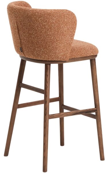 Kave Home Terakotová barová židle Ciselia 75 cm s ořechovou podnoží