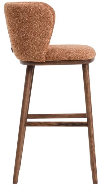Kave Home Terakotová barová židle Ciselia 75 cm s ořechovou podnoží