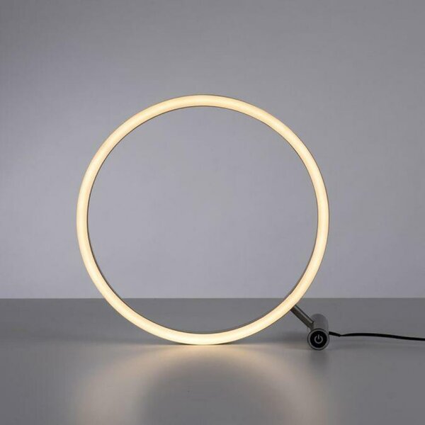 LEUCHTEN DIREKT is JUST LIGHT LED stolní lampa hliník, kruhová, pr.30cm, dotykový stmívač, Switchmo, teplá bílá 3000K