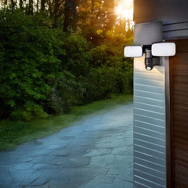 Solight LED solární osvětlení se senzorem, 9W, 850lm, 4000K, Li-Ion, černá WO7203