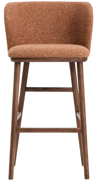 Kave Home Terakotová barová židle Ciselia 75 cm s ořechovou podnoží