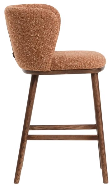 Kave Home Terakotová barová židle Ciselia 65 cm s ořechovou podnoží