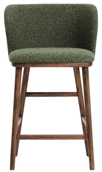 Kave Home Zelená barová židle Ciselia 65 cm s ořechovou podnoží