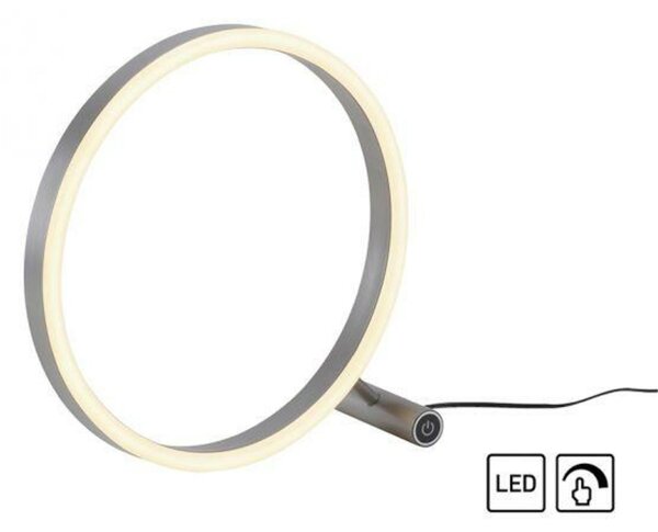 LEUCHTEN DIREKT is JUST LIGHT LED stolní lampa hliník, kruhová, pr.30cm, dotykový stmívač, Switchmo, teplá bílá 3000K