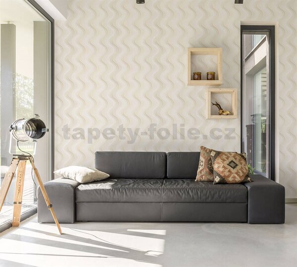 Vliesové tapety na zeď Balade 37604-1, rozměr 10,05 m x 0,53 m, vlnovky hnědé, A.S. Création