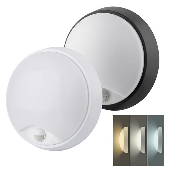 Solight LED venkovní osvětlení se senzorem, 3 CCT, 15/18/20W, 1800lm, 22cm, 2v1 - bílý a černý kryt WO780-2