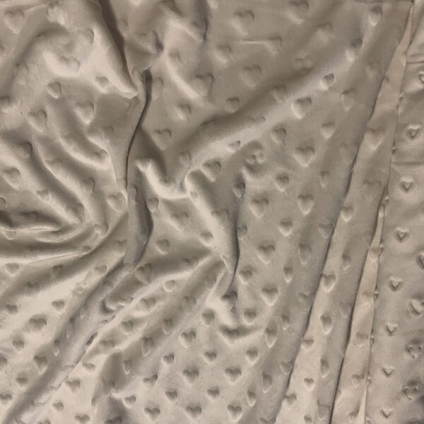 Látka minky srdička, 320 g/m², šíře 160 cm, metráž, ecru