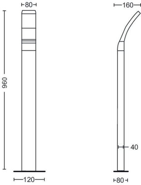 Splay venkovní sloupkové LED svítidlo 1x12W 1100lm 2700K 96cm IP44, antracitové