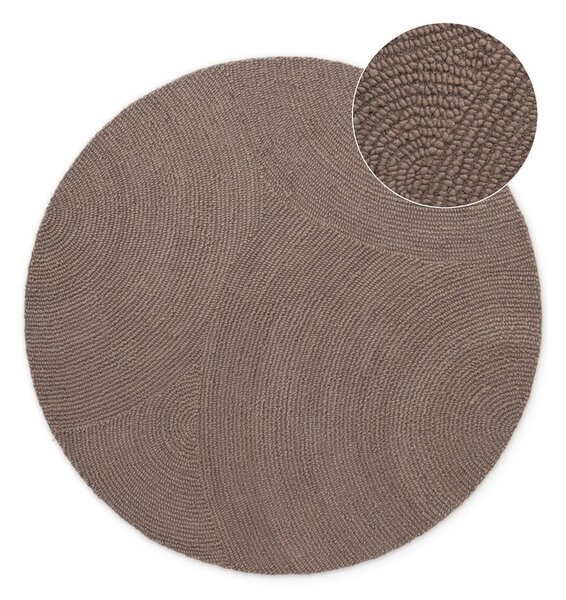 Taupe ručně tkaný vlněný kulatý koberec ø 150 cm Calmio – Hanse Home