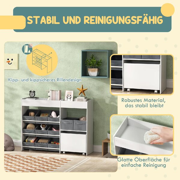 Dětský regál na hračky s 11 boxy, bílo-šedý 311-089V90WT