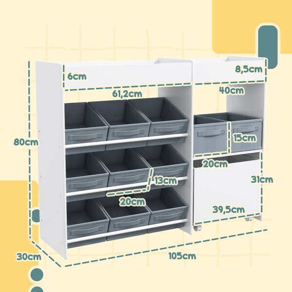 Dětský regál na hračky s 11 boxy, bílo-šedý 311-089V90WT