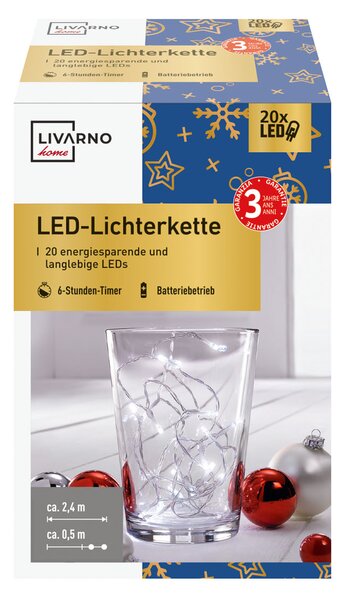 LIVARNO HOME Světelný LED řetěz (studená bílá) (100336510003)