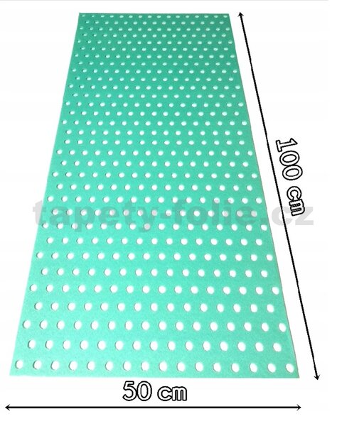 Izolační podložka, podklad pod podlahy s podlahovým vytápěním, XPS 2mm zelená s dírkami, rozměr 100x50cm, IMPOL TRADE