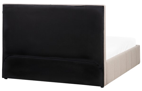 Postel s úložným prostorem Tkanina CASTELNAVET 160 x 200 cm Taupe