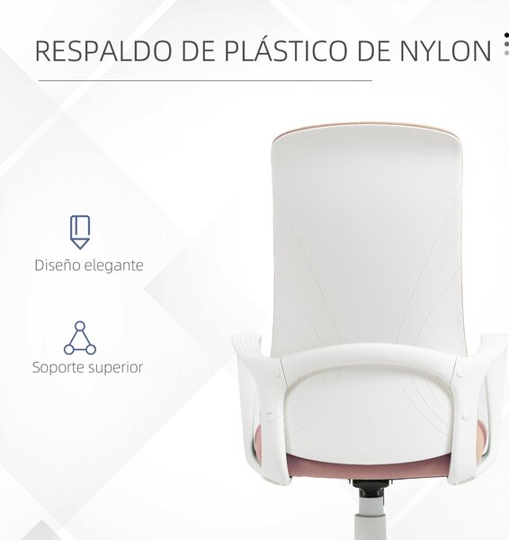 Otáčecí kancelářská židle Vinsetto pro mládež s výškově nastavitelnou funkcí houpání, opěrkami a vysokým opěradlem 62x56x110-119,5 cm Růžová | Aosom