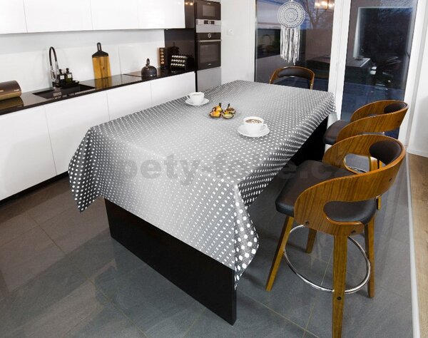 Ubrus PVC 6743710, metráž, 20 m x 140 cm, puntíky bílé na černém podkladu, IMPOL TRADE