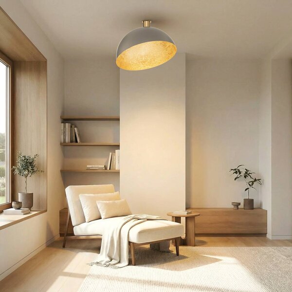 SIGMA Stropní světlo Sfera, Ø 50 cm, taupe/zlatá, kov, E27, stmívatelný, Hliník / šedá / zinek, Obývací pokoj / jídelna, kov