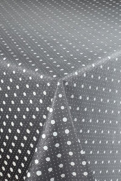 Ubrus PVC 6743710, návin 20 m x 140 cm, puntíky bílé na černém podkladu, IMPOL TRADE