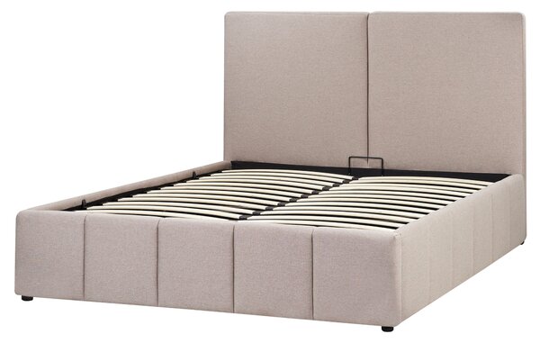 Postel s úložným prostorem Tkanina CASTELNAVET 160 x 200 cm Taupe