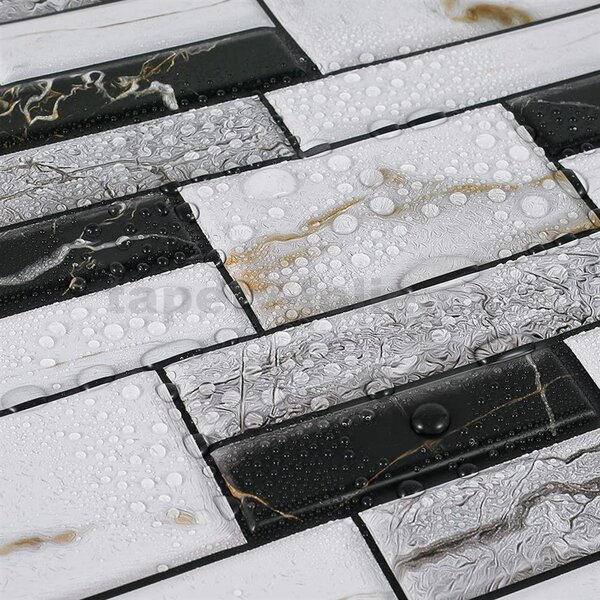 Samolepící PVC 3D panely TPWP509, cena za kus, rozměr 30 x 30 cm, šedo-černý obklad, IMPOL TRADE