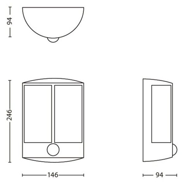 16465/93/16 Stock IR venkovní nástěnné LED svítidlo se senzorem 1x6W 600lm 2700K IP44, antracitové