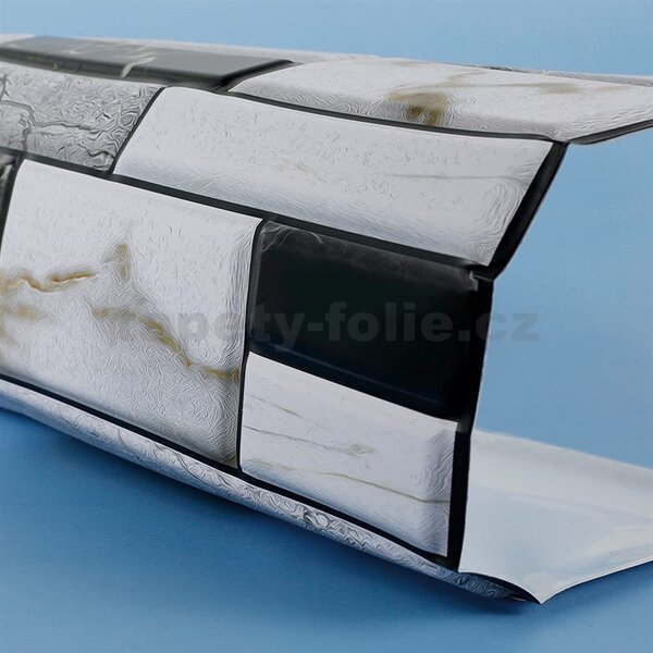 Samolepící PVC 3D panely TPWP509, cena za kus, rozměr 30 x 30 cm, šedo-černý obklad, IMPOL TRADE