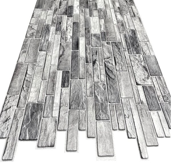 Obkladové panely 3D PVC 0004, rozměr 960 x 485 mm, břidlicový obklad šedý, IMPOL TRADE