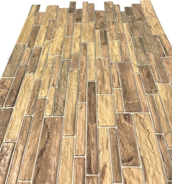 Obkladové panely 3D PVC 0014, cena za kus, rozměr 960 x 485 mm, břidlicový obklad hnědý, IMPOL TRADE