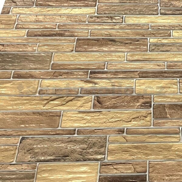Obkladové panely 3D PVC 0014, cena za kus, rozměr 960 x 485 mm, břidlicový obklad hnědý, IMPOL TRADE